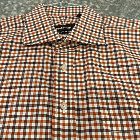 PAUL STUART MENS CHECKED SHIRT 16 1/2 X 34 - Picture 6 of 9